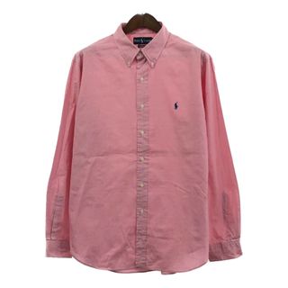 90年代 RALPH LAUREN ラルフローレン ボタンダウン 長袖シャツ ピンク (メンズ XL) 中古 古着 Q4957(シャツ)