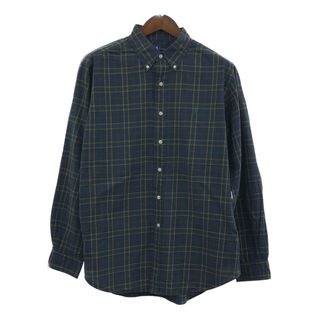 RALPH LAUREN ラルフローレン ボタンダウン 長袖シャツ ワンポイントロゴ チェック グリーン (メンズ XL) 中古 古着 Q4958(シャツ)