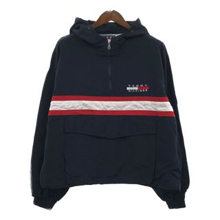 トミーヒルフィガー(TOMMY HILFIGER)の90年代 TOMMY HILFIGER トミーヒルフィガー アノラックパーカー ジャケット ネイビー (メンズ L) 中古 古着 Q4953(その他)