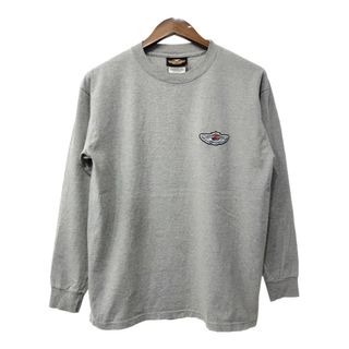 Harley Davidson - 00年代 HARLEY DAVIDSON ハーレーダビッドソン 長袖Ｔシャツ バイク ライトグレー (メンズ L相当) 中古 古着 Q5098