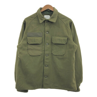 80年代 米軍実物 U.S.ARMY ウールシャツジャケット ミリタリー オリーブ (メンズ LARGE) 中古 古着 Q5119(ミリタリージャケット)