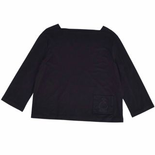 エルメス(Hermes)の美品 エルメス HERMES Tシャツ 七分袖 カットソー コットン 刺繍 トップス レディース フランス製 40(M相当) ブラック(Tシャツ(半袖/袖なし))