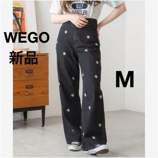 WEGO - WEGO  ウィゴー　パターン刺繍デニムパンツ　花柄　ブラック　M