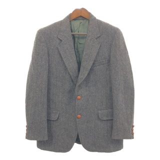 80年代 USA製 Harris Tweed ハリスツイード ウール テーラードジャケット ブラウン (メンズ L相当) 中古 古着 Q5123(テーラードジャケット)