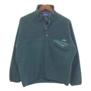 パタゴニア(patagonia)の90年代 patagonia パタゴニア スナップT フリースジャケット アウトドア グリーン (メンズ L) 中古 古着 Q5161(その他)