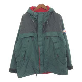 トミーヒルフィガー(TOMMY HILFIGER)の90年代 TOMMY HILFIGER トミーヒルフィガー ナイロン フリース マウンテンパーカー アウトドア グリーン (メンズ 2XL) 中古 古着 Q5163(マウンテンパーカー)