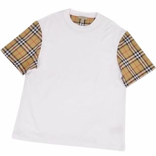 BURBERRY - 美品 バーバリー BURBERRY Tシャツ カットソー ショートスリーブ チェック トップス メンズ M ホワイト/ベージュ