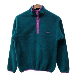 パタゴニア(patagonia)の80年代 USA製 patagonia パタゴニア スナップT フリースジャケット アウトドア エメラルドグリーン (レディース 12) 中古 古着 Q5184(その他)