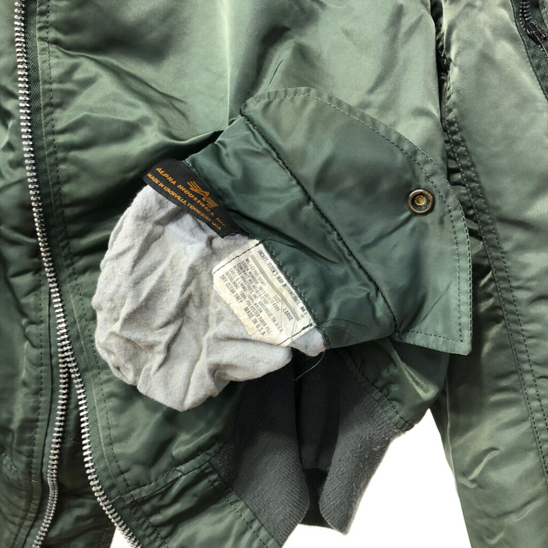 USA製 ALPHA INDUSTRIES アルファ インダストリーズ MA-1 フライトジャケット ミリタリー セージグリーン (メンズ L) 中古  古着 Q5193