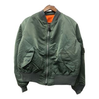 USA製 ALPHA INDUSTRIES アルファ インダストリーズ MA-1 フライトジャケット ミリタリー セージグリーン (メンズ L) 中古 古着 Q5193(ミリタリージャケット)