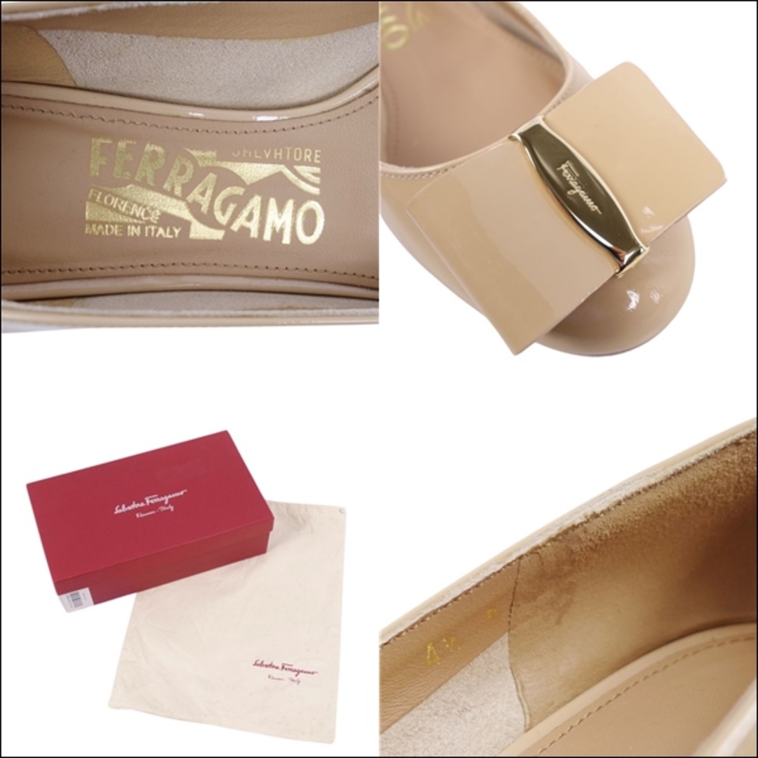 Salvatore Ferragamo(サルヴァトーレフェラガモ)の美品 サルヴァトーレ フェラガモ Salvatore Ferragamo パンプス ヴァラ エナメルレザー シューズ 靴 4 1/2D ベージュ レディースの靴/シューズ(ハイヒール/パンプス)の商品写真