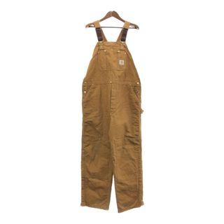 カーハート(carhartt)の90年代 USA製 Carhartt カーハート ビブオーバーオール ダブルニー  大きいサイズ ブラウン (メンズ W44 L32) 中古 古着 Q5227(サロペット/オーバーオール)