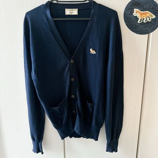 メゾンキツネ(MAISON KITSUNE')のメゾンキツネ　カーディガン　長袖　薄手　コットン　ネイビー　レディース　XS(カーディガン)