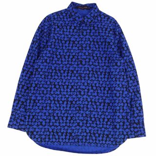 ルイヴィトン(LOUIS VUITTON)の美品 ルイヴィトン LOUIS VUITTON シャツ 19AW パーフォレーテッド モノグラムパターン DNA ロングスリーブ 長袖 コットン 総柄 トップス メンズ イタリア製 M ブルー/ブラック(シャツ)