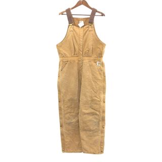 carhartt - 90年代 USA製 Carhartt カーハート ダック ダブルニー ビブオーバーオール ライトブラウン (レディース S) 中古 古着 Q5236