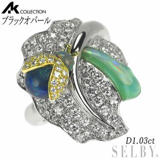 金澤郁乃/AKコレクション Pt900/K18YG ブラックオパール ダイヤモンド リング D1.03ct てんとう虫(リング(指輪))