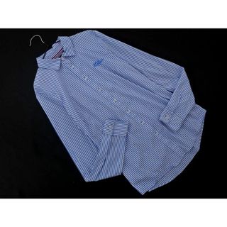 トミーヒルフィガー(TOMMY HILFIGER)のTOMMY HILFIGER トミーヒルフィガー ストライプ シャツ size2/青ｘ白  ■◇ レディース(シャツ/ブラウス(長袖/七分))