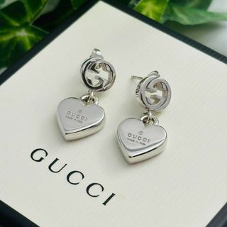 グッチ(Gucci)の希少　グッチ　ピアス　両耳　インターロッキング　GG ハート　チャーム　スイング(ピアス)