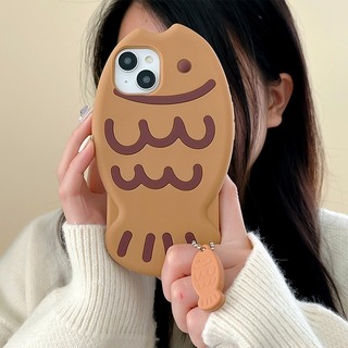 【残りわずか】iPhone15Pro　たい焼き　ケース　個性的　シリコン　韓国風(iPhoneケース)