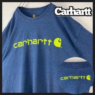 カーハート(carhartt)のCarhartt オーバーサイズ Tシャツ 両面プリント 蛍光ロゴ USA古着(Tシャツ/カットソー(半袖/袖なし))
