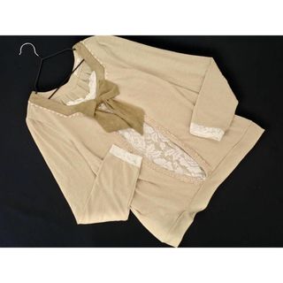 axes femme アクシーズファム リボン レース カットソー sizeM/ベージュ ■◇ レディース