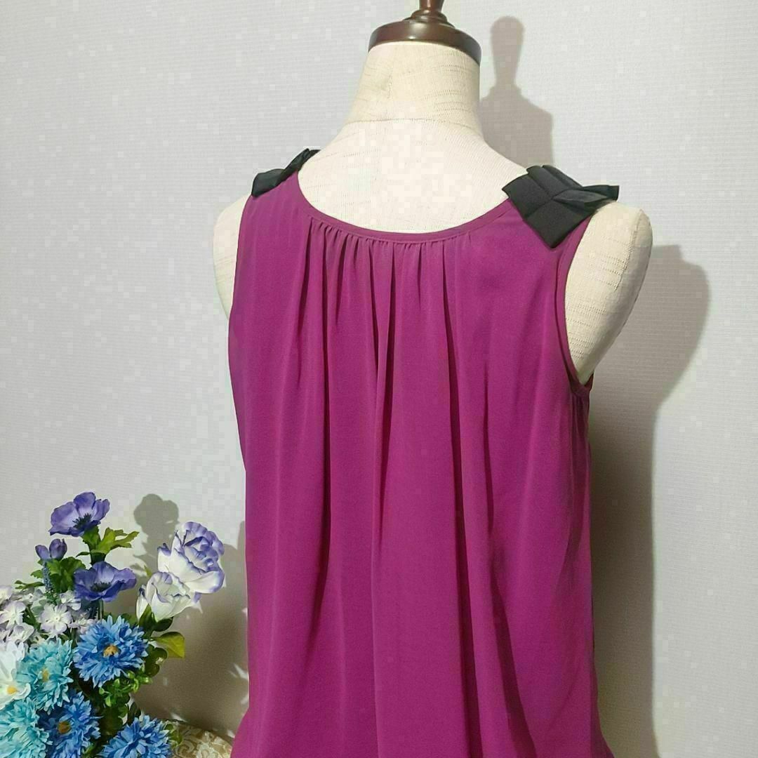 アサクラ 極上美品 ドレス 膝丈ワンピース Mサイズ パープル系色 レディースのフォーマル/ドレス(ミディアムドレス)の商品写真