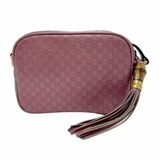 グッチ(Gucci)のグッチ GUCCI 斜め掛けショルダーバッグ マイクログッチシマ レザー メタリックパープル ゴールド レディース 309538 送料無料【中古】 z0812(ショルダーバッグ)