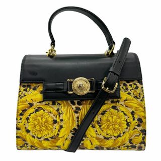 ジャンニ ヴェルサーチ Gianni Versace ハンドバッグ ショルダーバッグ コーティングキャンバス/レザー ベージュ/ゴールド/ブラック ゴールド レディース 送料無料【中古】 z0814