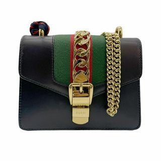 グッチ(Gucci)のグッチ GUCCI ショルダーバッグ シルヴィ レザー ネイビー レディース 431666 送料無料【中古】 z0773(ショルダーバッグ)