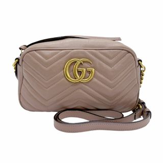 グッチ(Gucci)のグッチ GUCCI ショルダーバッグ GGマーモント レザー ピンクベージュ レディース 447632 送料無料【中古】 z0777(ショルダーバッグ)