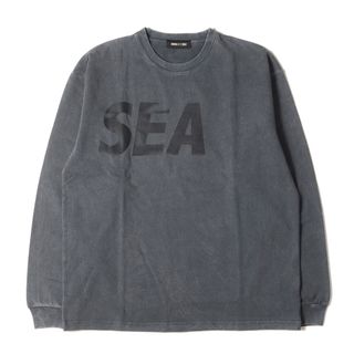 WIND AND SEA - 新品 WIND AND SEA ウィンダンシー Tシャツ サイズ:M 23SS ピグメントダイ カスレ ロゴ ヘビーウェイト ロングスリーブTシャツ P-DYE L/S TEE トップス カットソー 長袖 ロンT チャコールブラック 【メンズ】