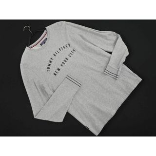 トミーヒルフィガー(TOMMY HILFIGER)のTOMMY HILFIGER トミーヒルフィガー ロゴ プリント プルオーバー カットソー sizeM/グレー  ■◇ メンズ(Tシャツ/カットソー(七分/長袖))