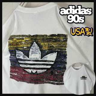 アディダス(adidas)の超激レア 90s アディダス Tシャツ シングルステッチ 両面プリント ゆるだぼ(Tシャツ/カットソー(半袖/袖なし))