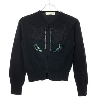 トーガプルラ(TOGA PULLA)のTOGA PULLA トーガ プルラ 15SS Embroidery knit cardigan カーディガン TP51-X0214 ブラック 36(カーディガン)