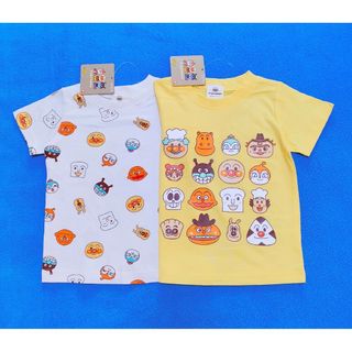 アンパンマン(アンパンマン)の新品　90cm　アンパンマン　それいけ!半袖Ｔシャツ2枚セット　顔総柄×16Y(Tシャツ/カットソー)