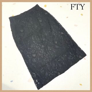 【FTY】 ロングスカート40 ブラック 黒色 花柄 レトロ フレアスカート(ひざ丈スカート)