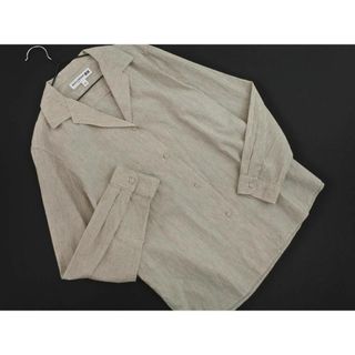 ユニクロ(UNIQLO)のUNIQLO INES DE LA FRESSANGE ユニクロ イネス リネン混 ストライプ シャツ sizeL/オフホワイトｘ黒 ■◇ レディース(シャツ/ブラウス(長袖/七分))