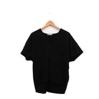 ザラ(ZARA)のザラ ZARA カットソー Tシャツ 半袖 Vネック シンプル S ブラック 黒(カットソー(半袖/袖なし))