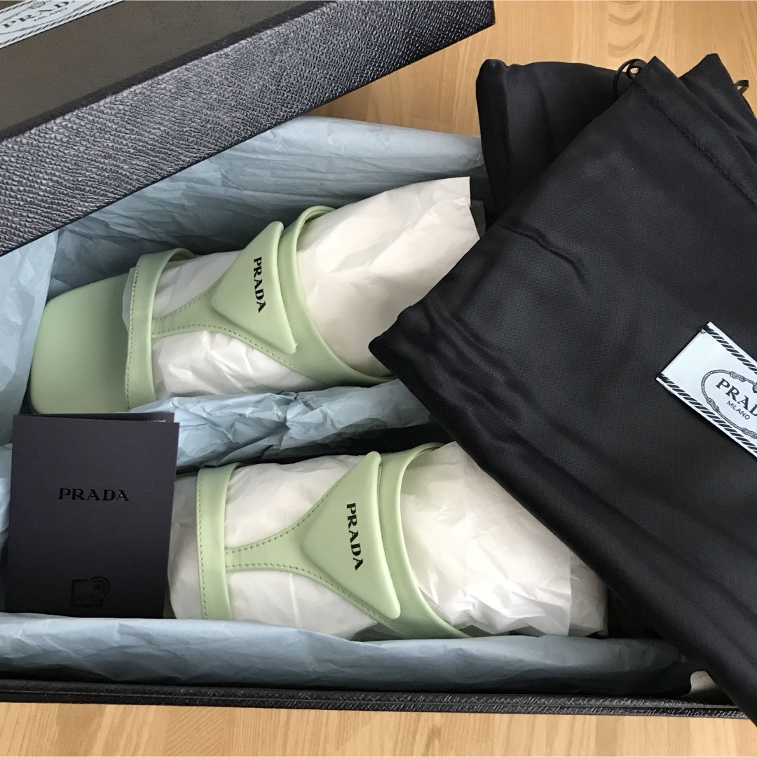 PRADA - PRADA プラダ サンダル ミュール トライアングルロゴの PRADA - PRADA プラダ サンダル ミュール トライアングルロゴの