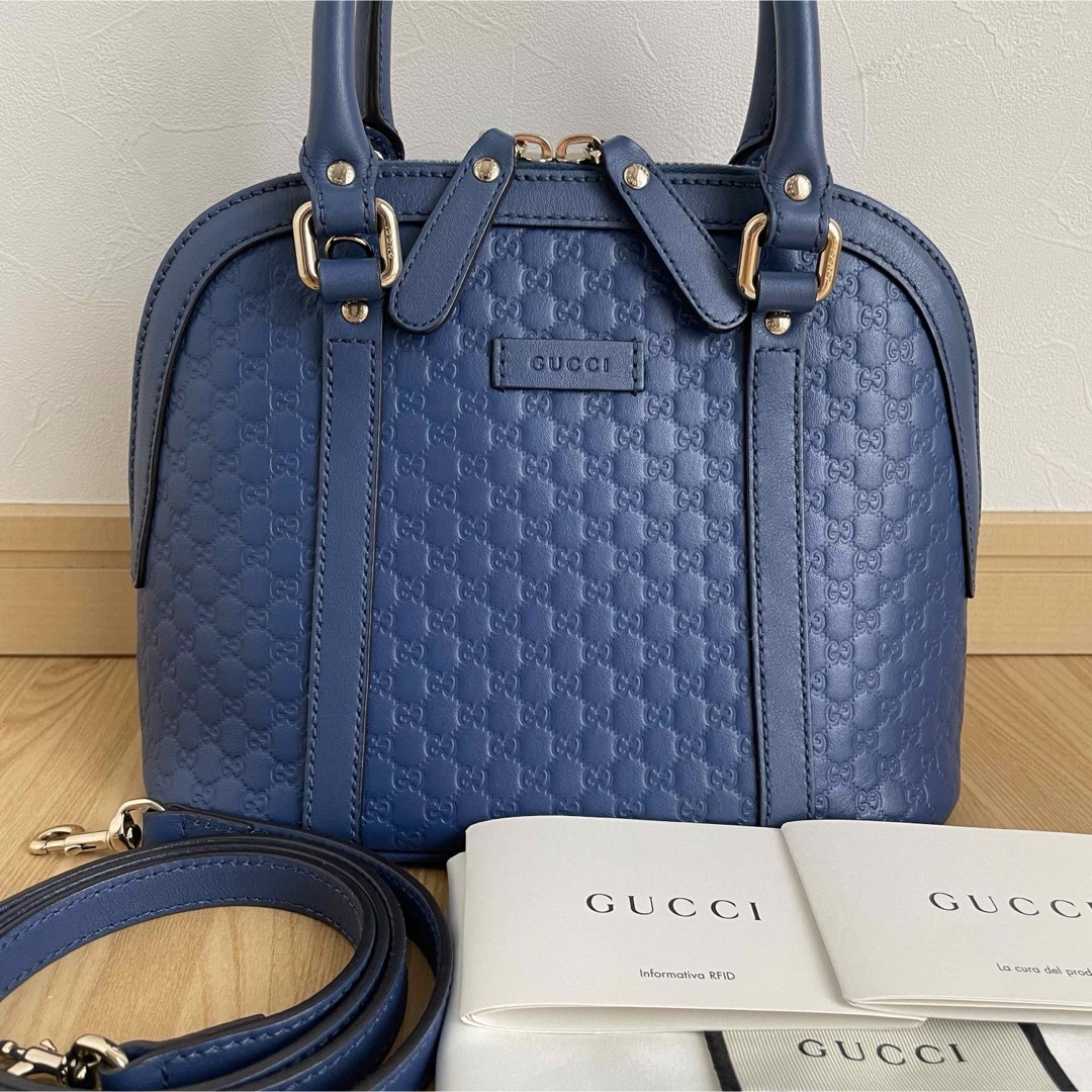 Gucci(グッチ)の極美品　GUCCI  グッチ　ロゴ　2wayショルダーバッグ　マイクログッチ　青 レディースのバッグ(ショルダーバッグ)の商品写真