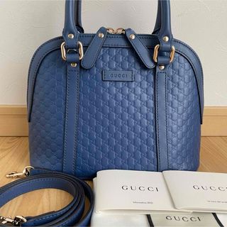 グッチ(Gucci)の極美品　GUCCI  グッチ　ロゴ　2wayショルダーバッグ　マイクログッチ　青(ショルダーバッグ)