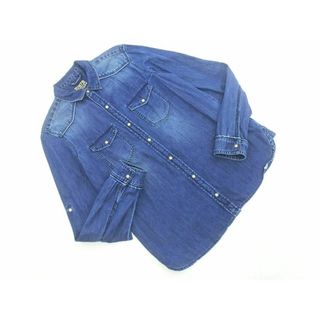 ZARA basic ザラ ベーシック DENIM デニム シャツ sizeM/紺 ■◇ レディース(シャツ/ブラウス(長袖/七分))