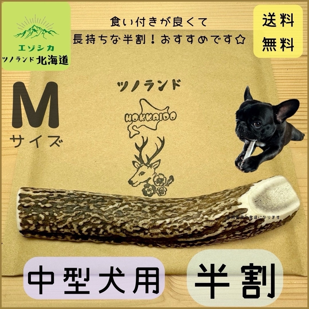 ◯鹿の角◯Mサイズ半割×1本◯犬のおもちゃ◯中型犬用◯ その他のペット用品(犬)の商品写真