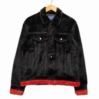 ジョンアンダーカバー(JOHNUNDERCOVER)のJOHN UNDERCOVER 品番 JUV 4205-1 BIG TRUCKER JKT アクリルファー生地 ビッグトラッカー ジャケット 黒×赤 サイズ2 正規品 / 34178(その他)