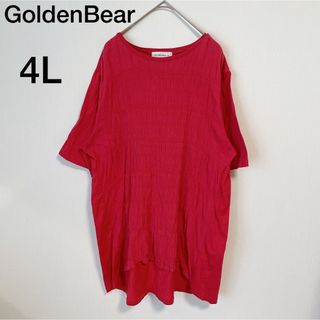 ゴールデンベア(Golden Bear)の【大きいサイズ】シャーリングTシャツ　切り替えデザイン　体型カバー　ピンク　4L(Tシャツ/カットソー(半袖/袖なし))