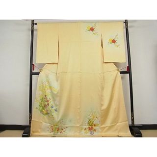 平和屋-こころ店■訪問着　刺繍　花籠文　暈し染め　金彩　ロング丈　正絹　逸品　AAAB8573Abr(着物)