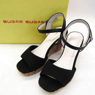 シュガーシュガー サンダル 未使用 ウエッジソール ストラップ  シューズ 靴 黒 レディース Sサイズ ブラック SugarSugar(サンダル)