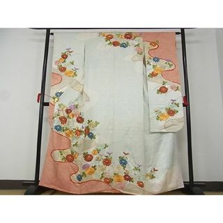 平和屋-こころ店■豪華振袖　駒刺繍　絞り　流水花文　金彩　正絹　逸品　AAAD6893Bwt(振袖)