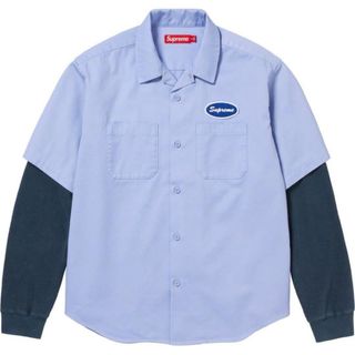 Supreme - Lサイズ水色 Supreme Thermal Sleeve Work Shirt