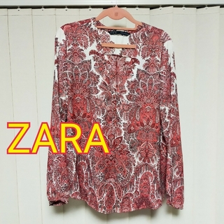 ザラ(ZARA)の【美品】ZARA BASIC オリエンタル柄ブラウス(シャツ/ブラウス(長袖/七分))